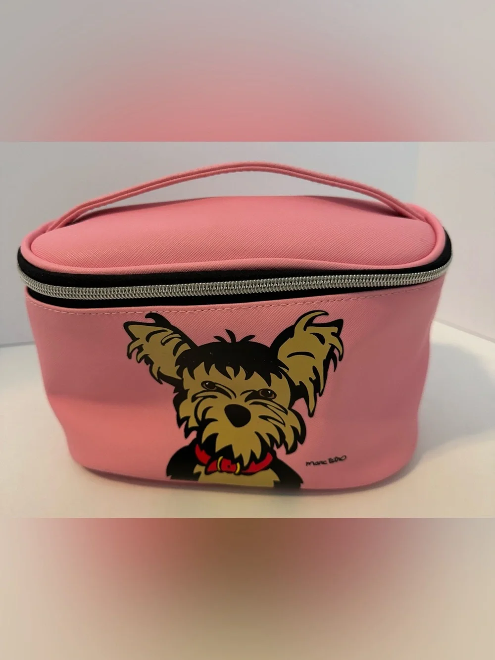 Marc Tetro Yorkie Pink Large Cosmetic Train Case
